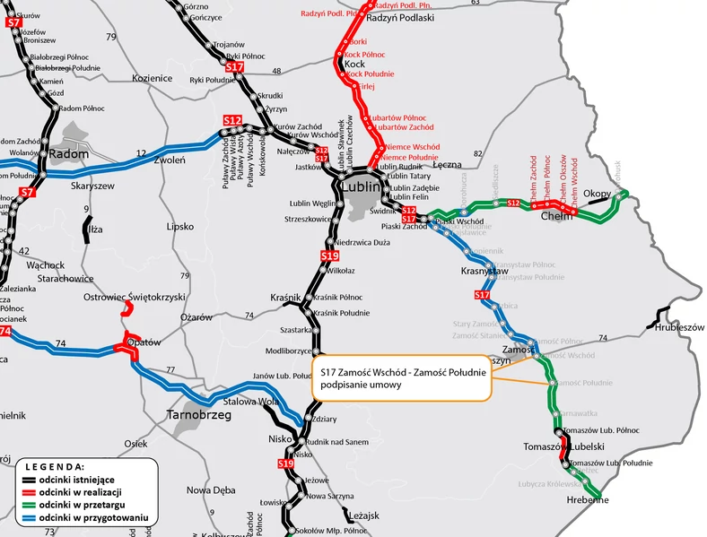 GDDKiA podpisała umowę na projekt i budowę drogi ekspresowej S17 Zamość Wschód — Zamość Południe