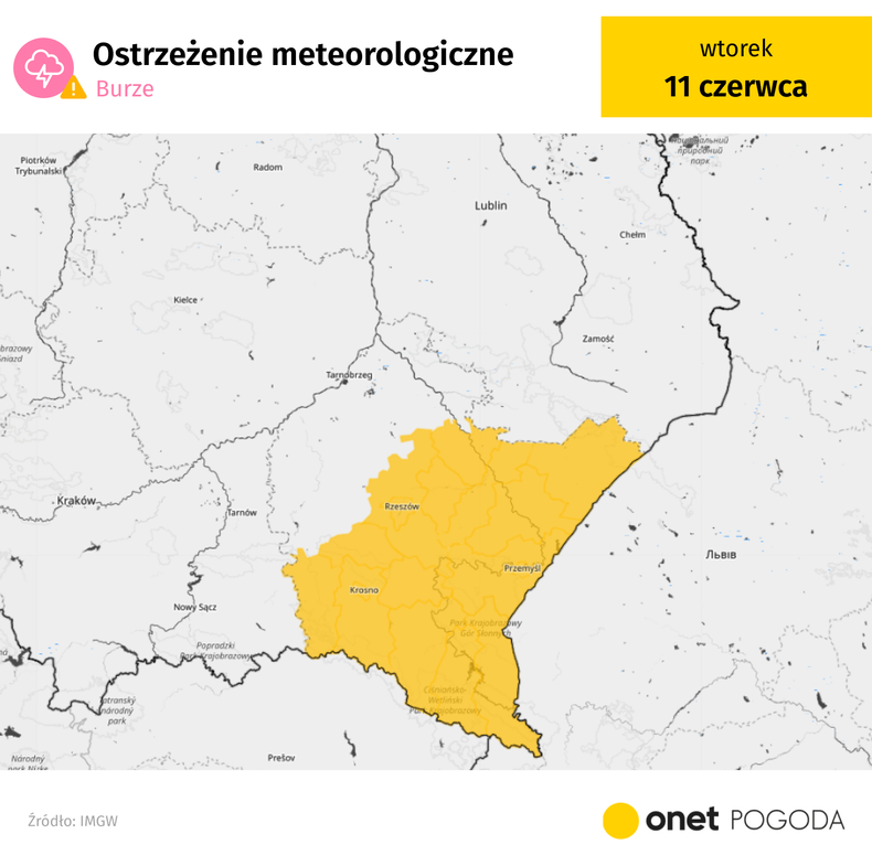 Ostrzeżenia IMGW przed burzami