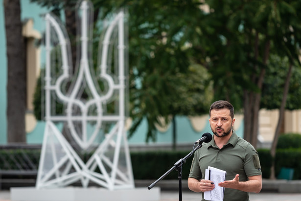 Kijów, Ukraina, 15.09.2022. Prezydent Ukrainy Wołodymyr Zełenski na wspólnej konferencji prasowej z przewodniczącą Komisji Europejskiej w Kijowie, 15 bm. (aldg) PAP/Viacheslav Ratynskyi