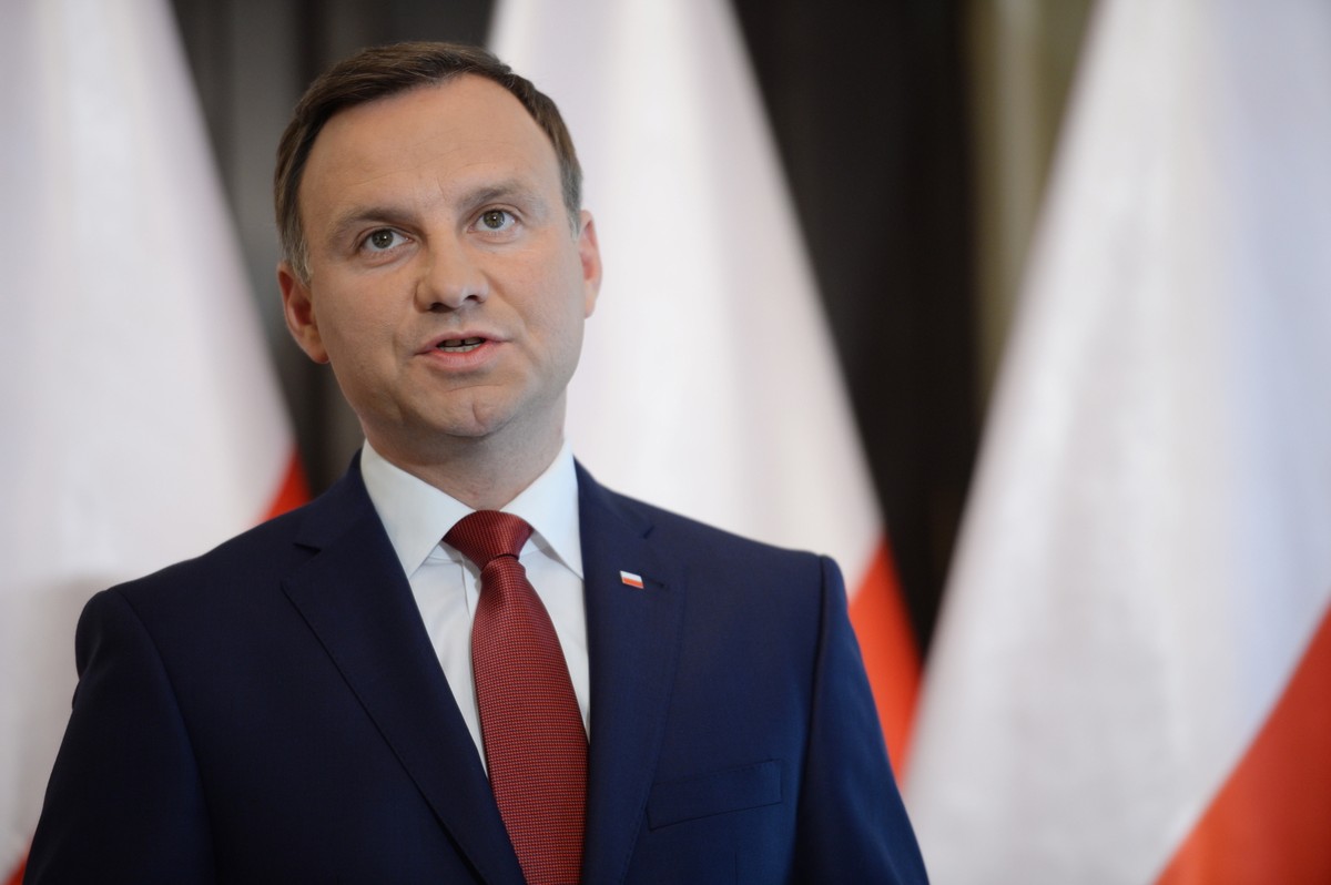 Prezydent elekt Andrzej Duda podczas konferencji prasowej