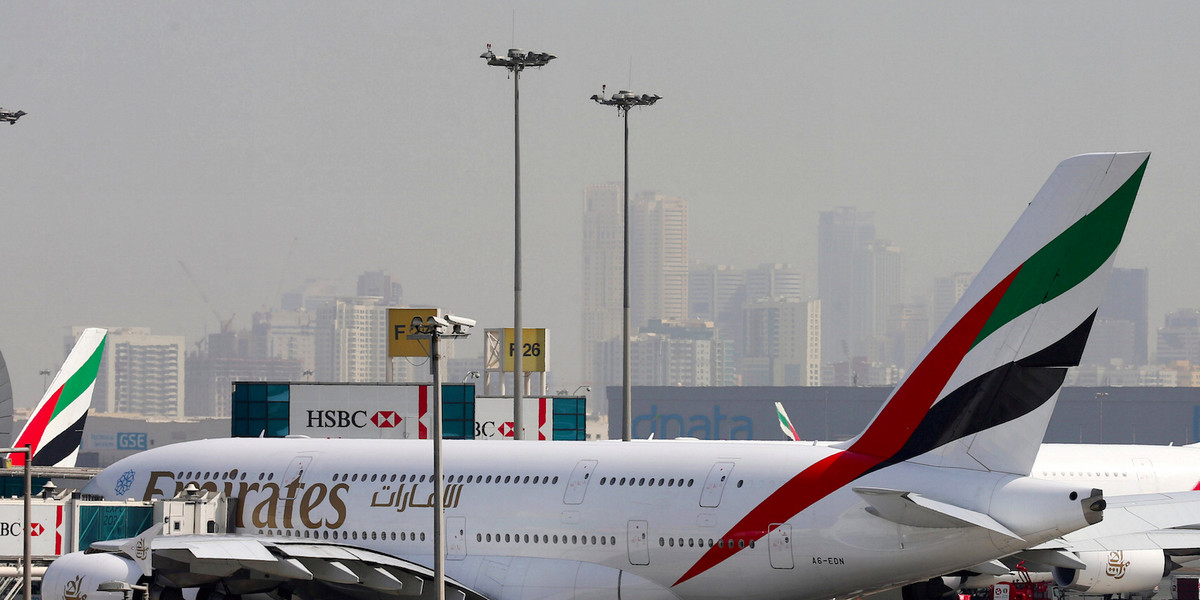 Emirates Airbus A380 at Dubai International Airport.