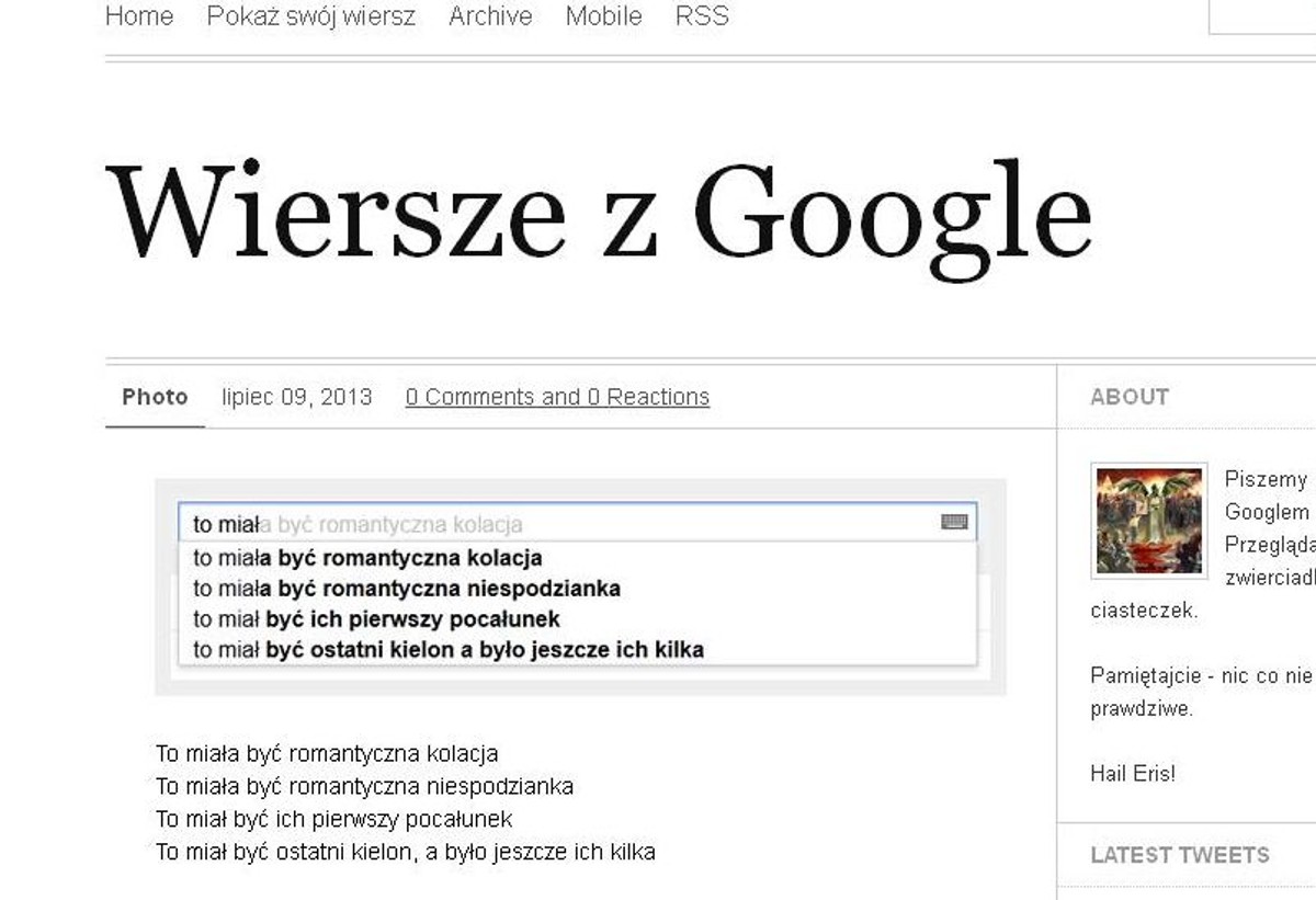 Google pomaga pisać wiersze. Blog hitem sieci