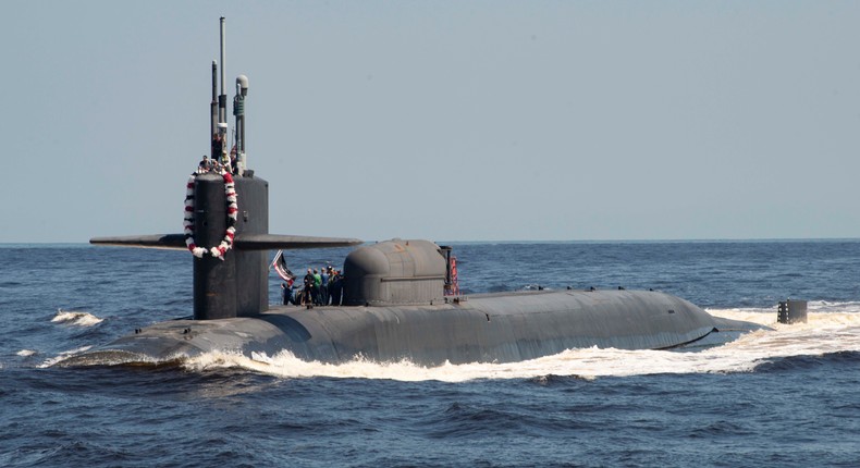 The Ohio-class guided-missile submarine USS Georgia returns to its homeport at Naval Submarine Base Kings Bay, Georgia.US Navy photo by Chief Mass Communication Specialist Ashley Berumen /Released