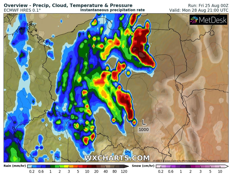 W dalszym ciągu nie brakować ma też ulew i burz.