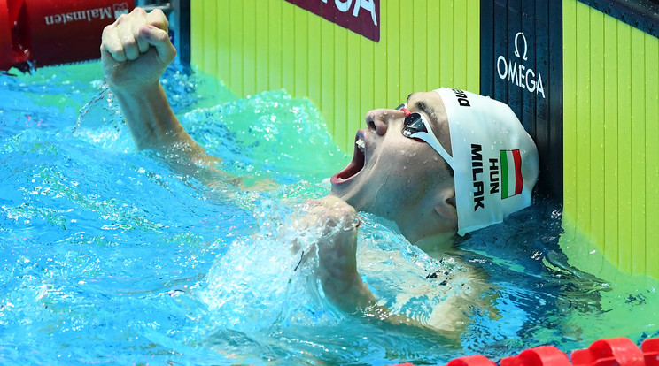 Milák Kristóf 1:50.73 perces idővel diadalmaskodott a 200 méter pillangó világbajnoki döntőjében / Fotó: Getty Images