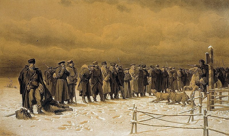 Pochód na Syberię, obraz Artura Grottgera