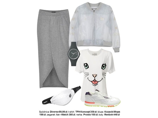 STYLIZACJE z szarą spódnicą