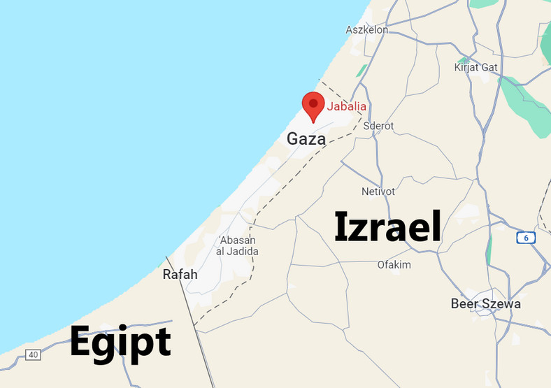 Dżabalia na mapie Strefy Gazy