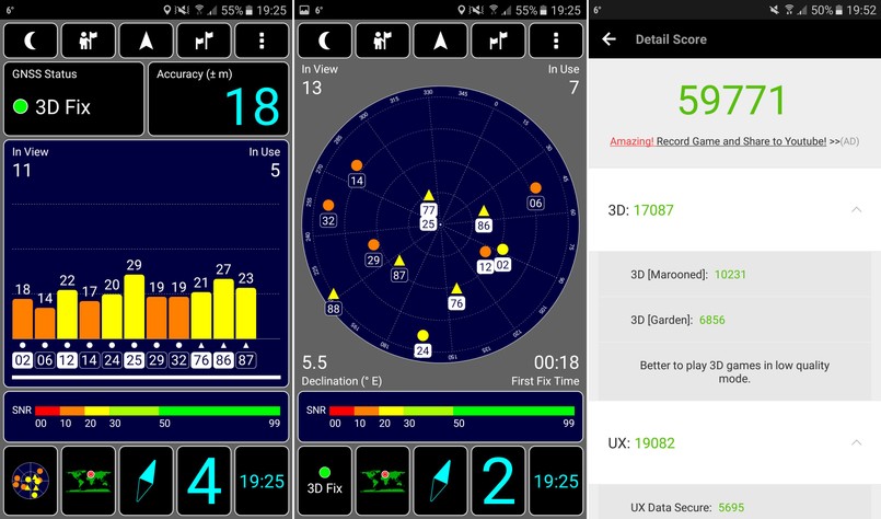 Samsung Galaxy A5 2017 - GPS test, AnTuTu Benchmark