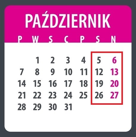 Październik 2024 - kalendarz, dni pracy, dni wolne