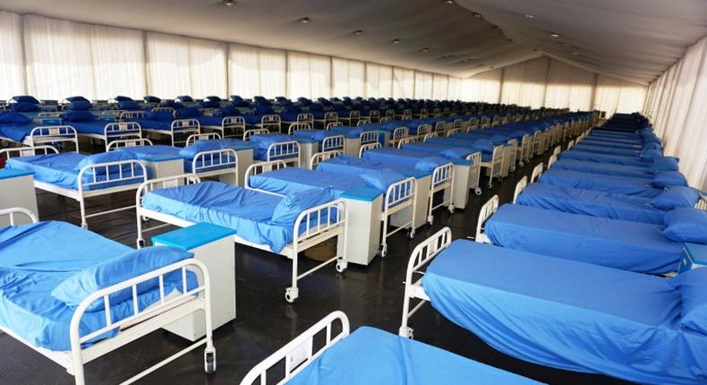 Rows of beds inside the coronavirus isolation centre at the Sani Abacha stadium in Kano