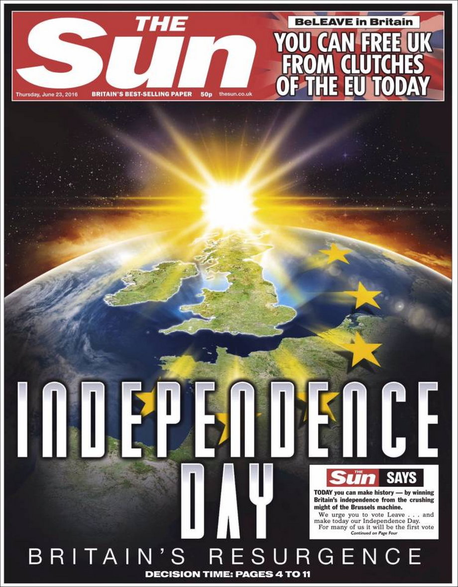 The Sun: "Dzień niepodległości. Odrodzenie Wielkiej Brytanii" 