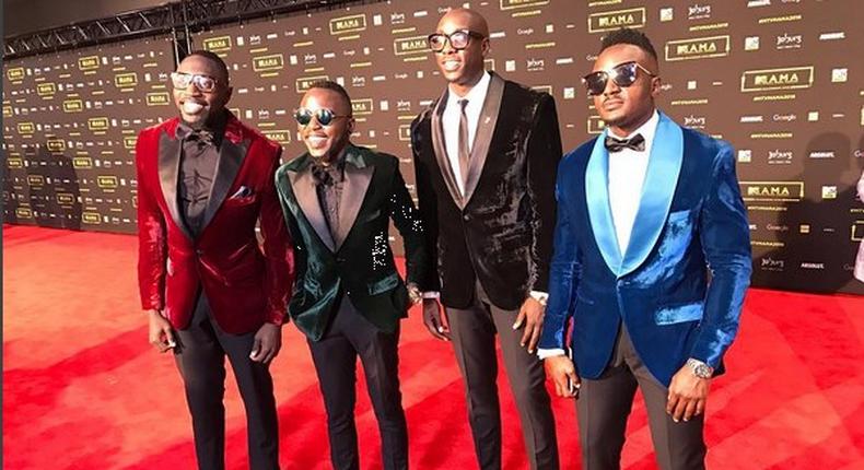 Sauti Sol posing for a photo at MAMAs 2016 Photo/Facebook