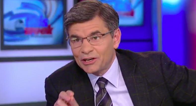 George Stephanopoulos during an interview with Trump adviser Stephen Miller.
