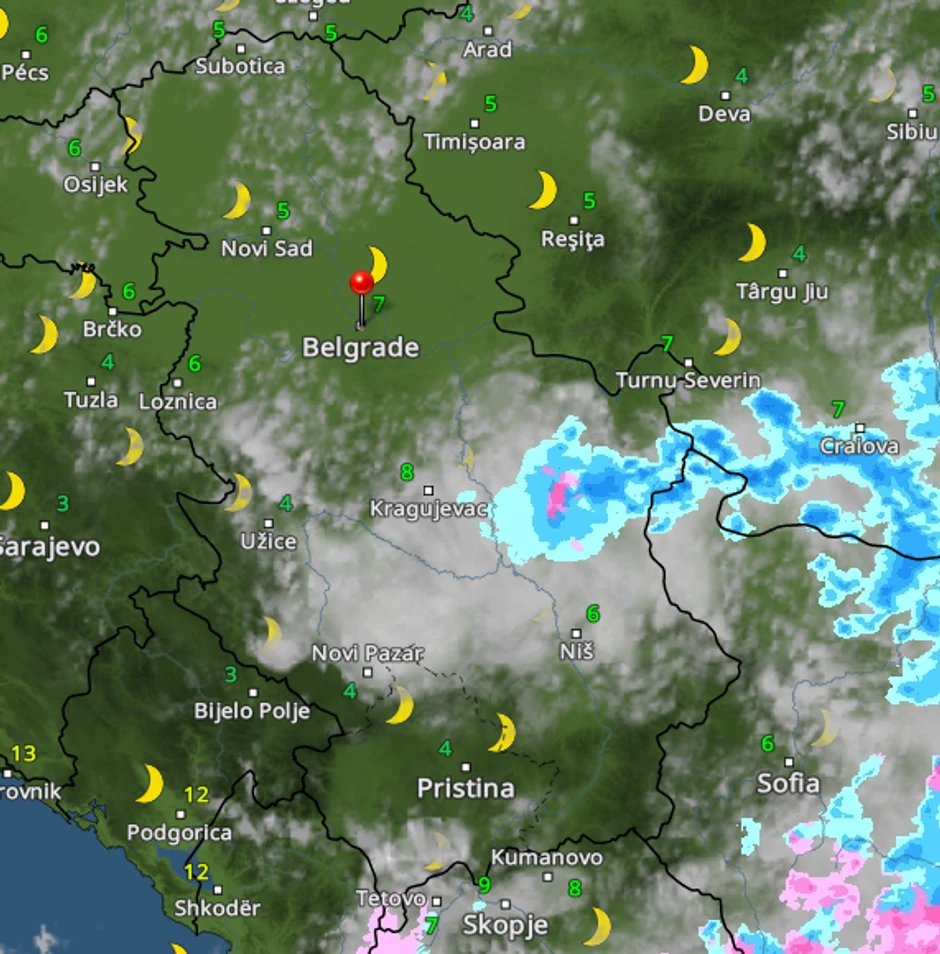 Hladni front napušta Srbiju u noći između srede i četvrtka