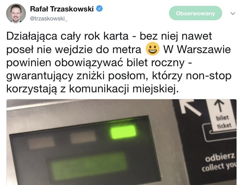 Wpis posła Trzaskowskiego