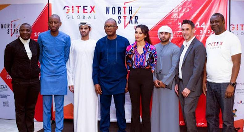 (Left-Right): Mr. Victor Afolabi, founder of Eko Innovation center; Mr. Tunbosun Alake, Special adviser to the Lagos State Government on Innovation and Technology; Mr. Abdulla Alqahtani, Head of visa and attestation section UAE consulate in Lagos; Dr. Aristotle, Director of Corporate Research strategy, Dubai World Trade Centre; Ms. Fatine Laaroussi Tribek, Executive secretary of the UAE consulate in Lagos; Mr. Hamad Almansoori, Dubai World Trade Centre, Sales Manager- Govt liaison; Mr. Zarko Ackovik, Director-commercial Events Management, Dubai World Trade Centre and Mr. Akande Ojo, Country representative of the Dubai World trade center