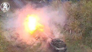 An M1 Abrams tank firing its cannon.Ukrainian Ministry of Defense/Screengrab via X