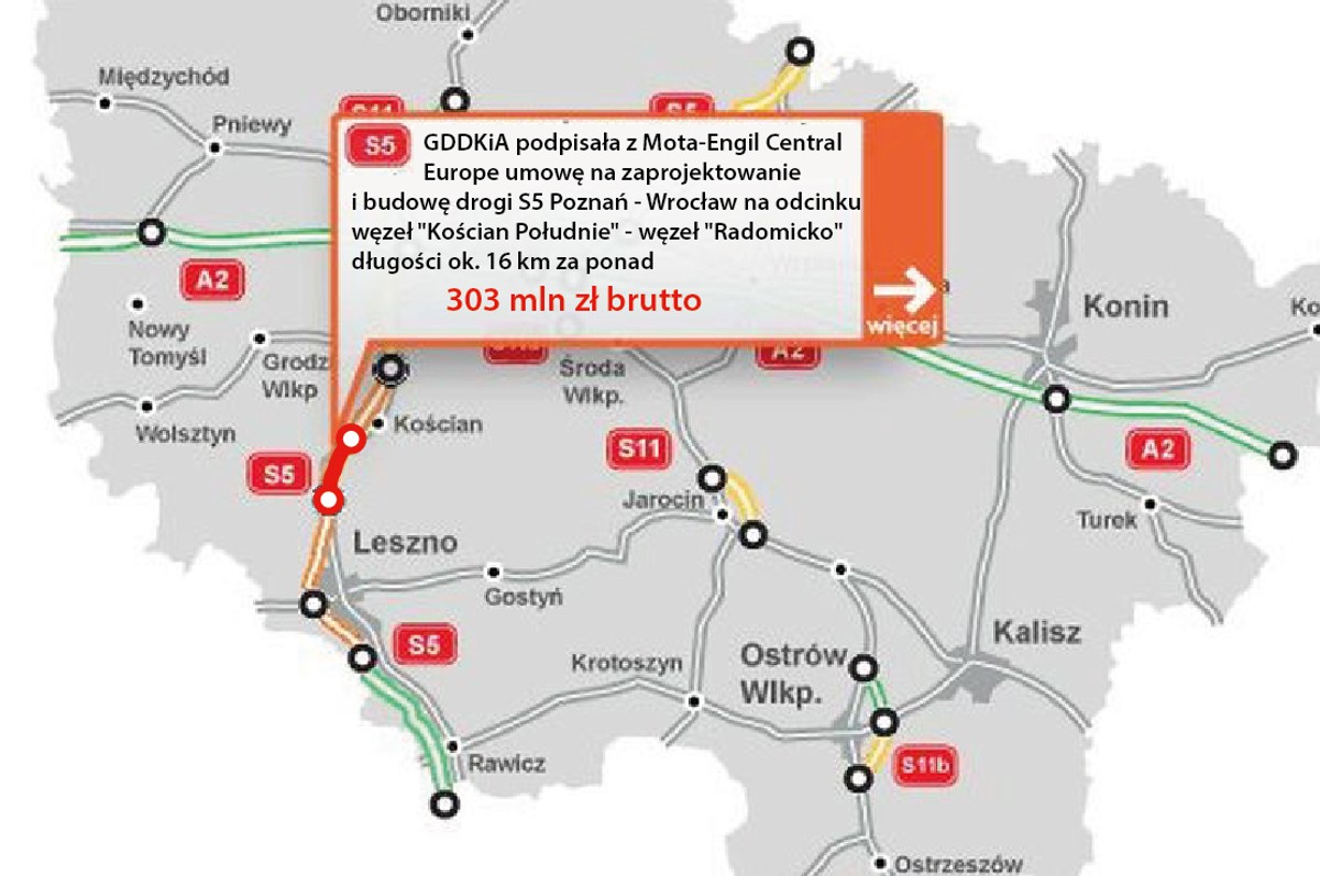 S5 - odcinek Kościan Południe - Radomicko