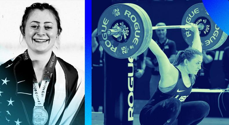 Olivia Reeves broke an American record in June, lifting 332 pounds, or about 150 kilograms, in the clean-and-jerk category.Steve Fauer; Wang Tiancong/Getty Images; BI