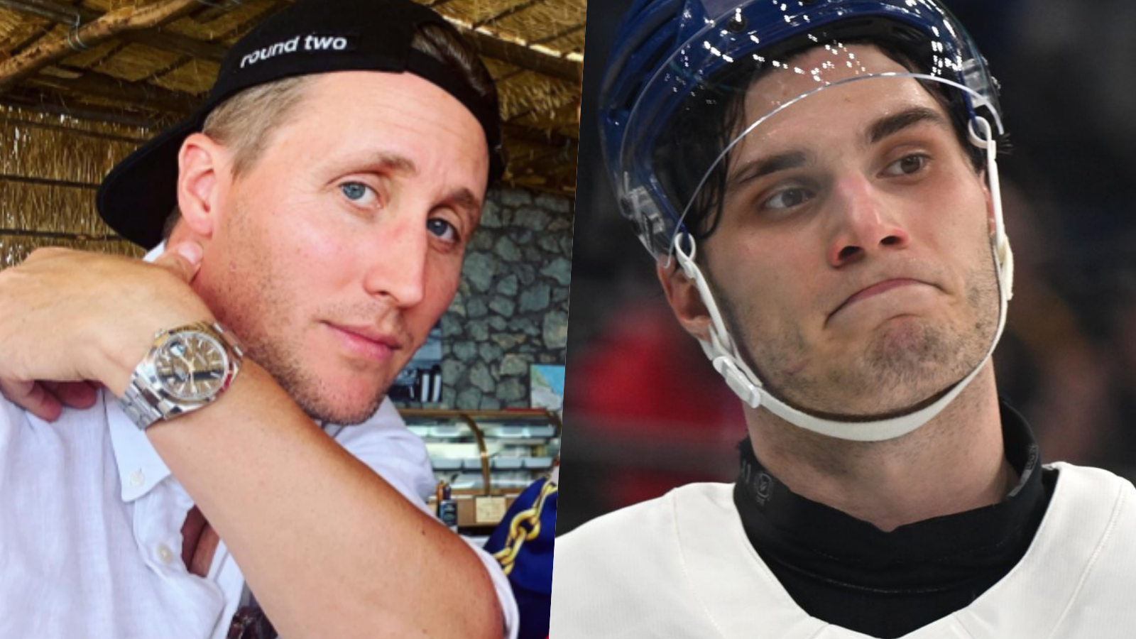 Moderátor Matej Sajfa Cifra a slovenský hokejista Juraj Slafkovský. 