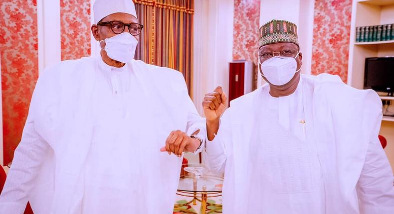 President Muhammadu Buhari (left) with Senate President, Ahmad Lawan (right) [Presidency]