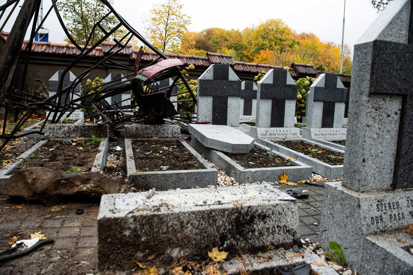 Wypadek na cmentarzu. Widok poraża