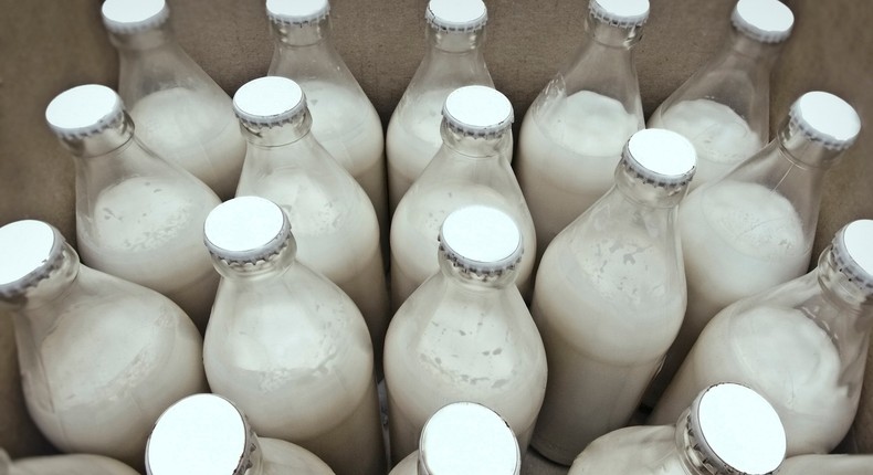 glass milk bottles