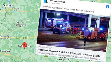 Śmiertelny wypadek w Zielonej Górze. Motocyklista uderzył w betonowy słup