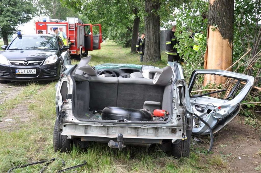 Renault straciło dach. Pasażer nie żyje. Foty