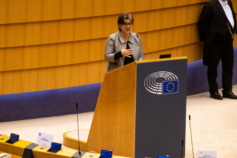 Eurodeputowana Maria Noichl podczas sesji plenarnej w Parlamencie Europejskim, Bruksela, 21 stycznia 2021 r.