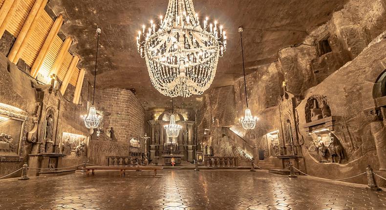 St. Kinga's Chapel in the Wieliczka Salt Mine.agsaz/Shutterstock