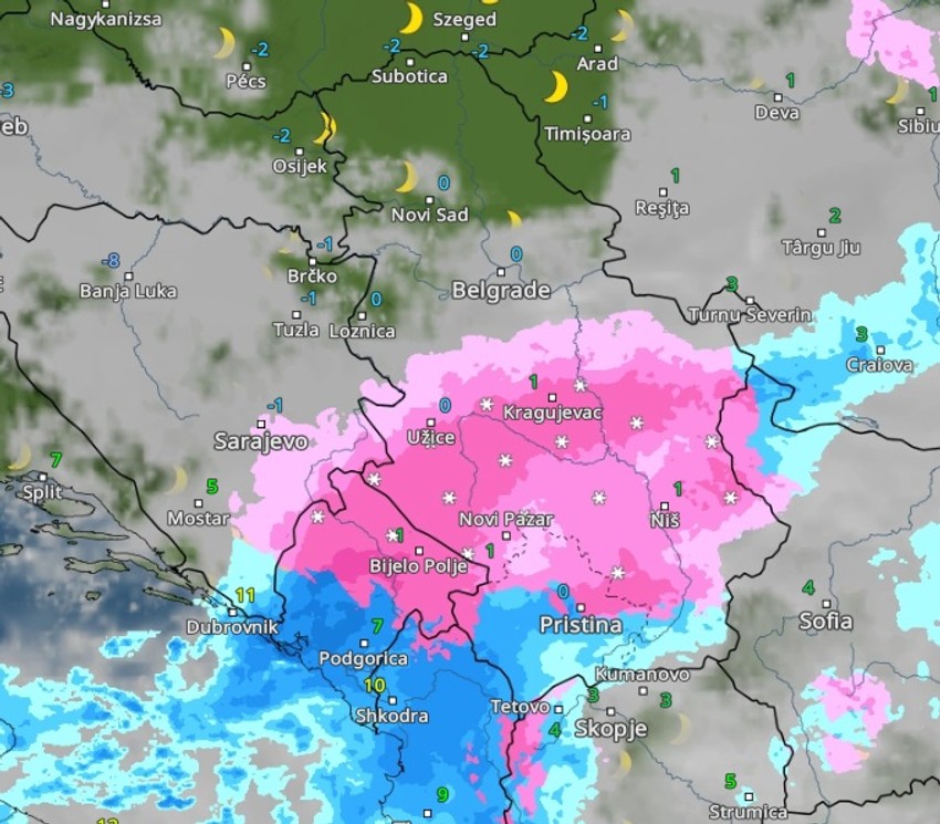 Sneg u Srbiji u 21 sat