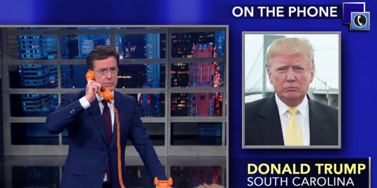 Stephen Colbert interviews Donald Trump.