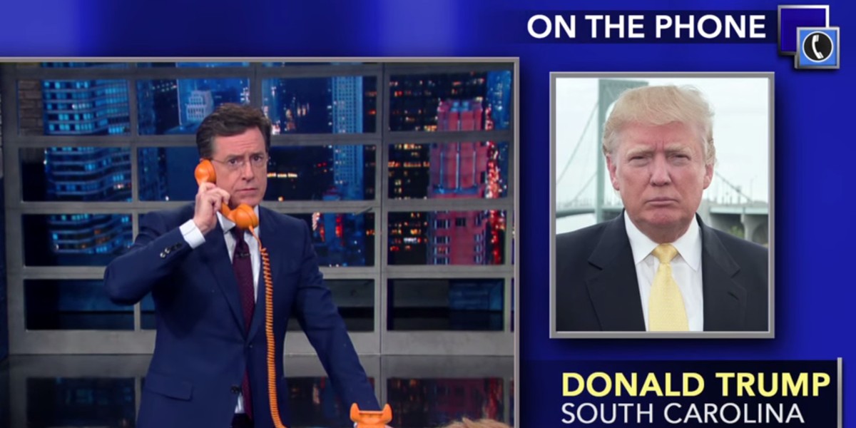 Stephen Colbert interviews Donald Trump.