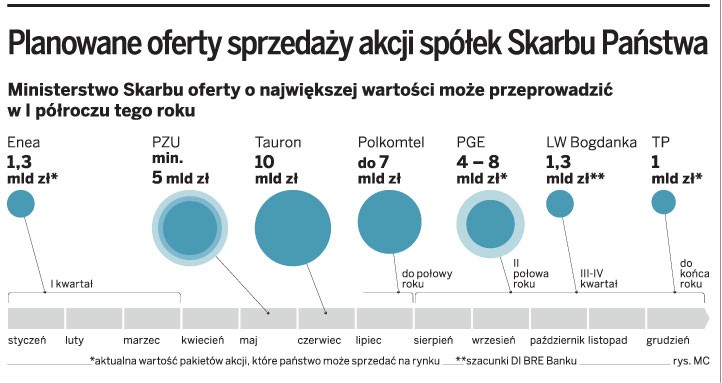 Planowane oferty sprzedaży akcji spółek Skarbu Państwa