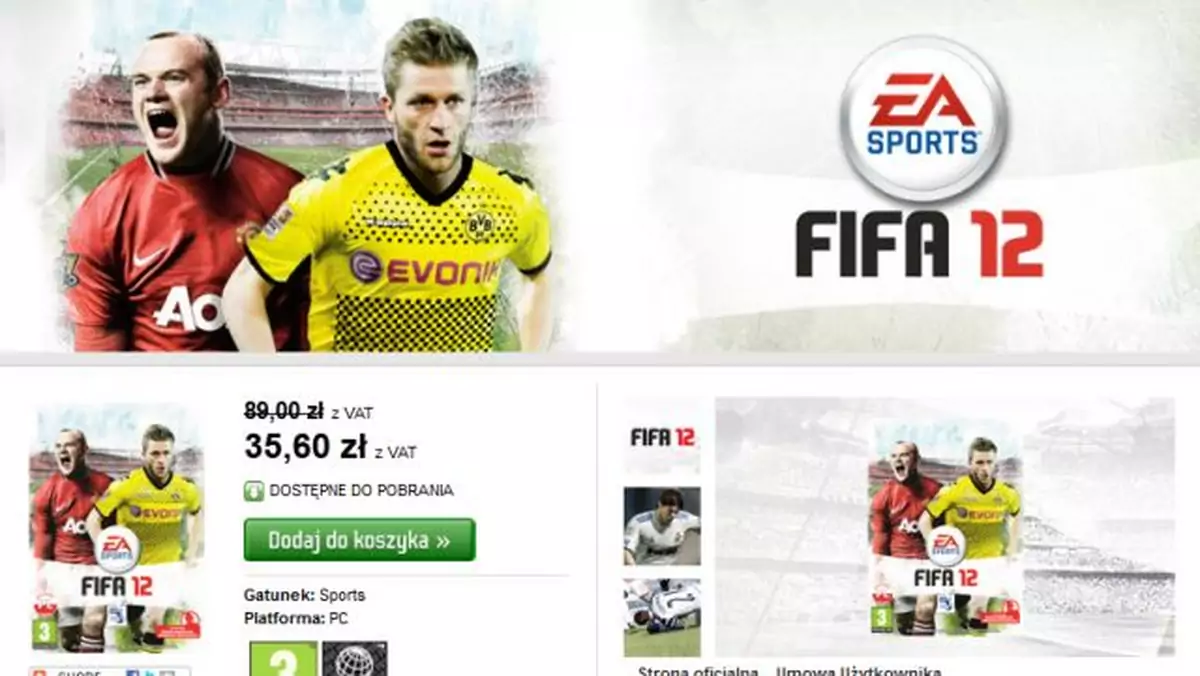 FIFA 12 do kupienia za niecałe 36 zł. Gdzie?