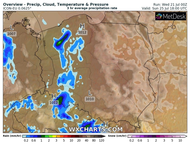 W niedzielę od zachodu wkroczą opady i burze