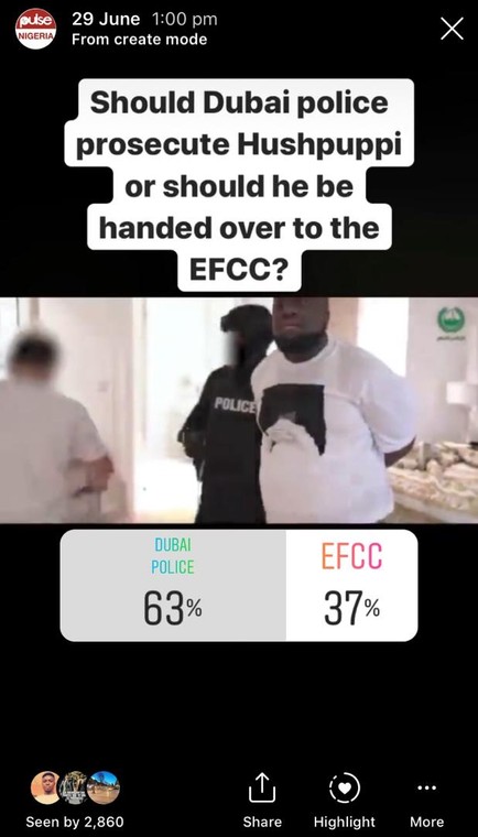 Pulse Nigeria poll on Hushpuppi 
