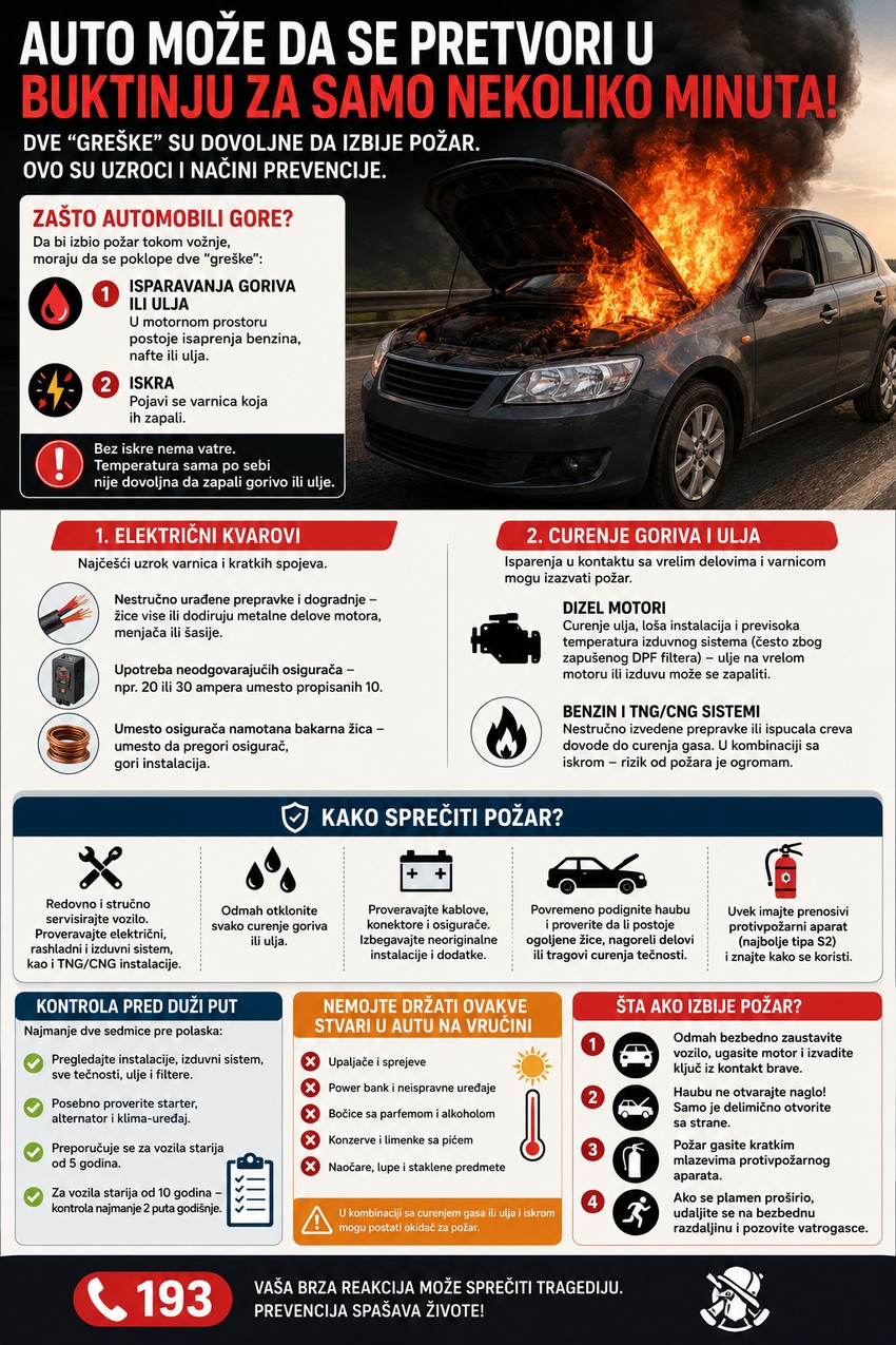 Preventivna kontrola automobila je najsigurniji način da do požara ne dođe