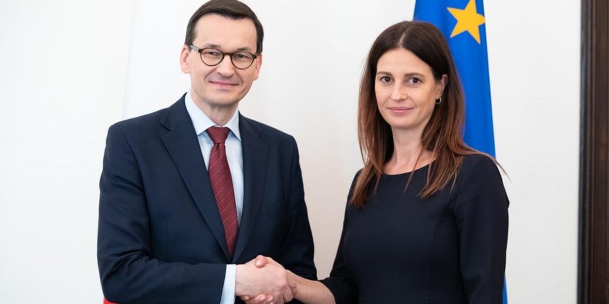 Premier Mateusz Morawiecki i Danuta Dmowska-Andrzejuk