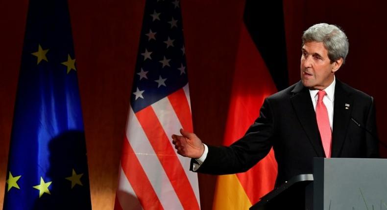 US Secretary of State John Kerry delivers a speech at the German foreign ministry on December 5, 2016 in Berlin