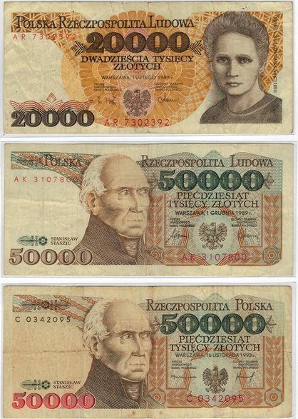 Polskie historyczne banknoty - autor: zbiory Justyny i Damiana Okrętów