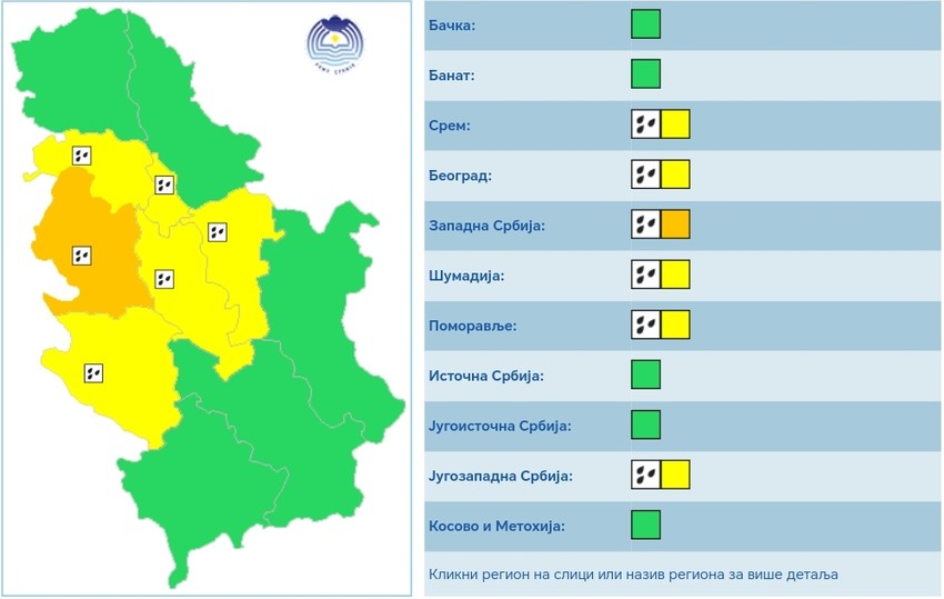 "Žuti" i "narandžasti" meteoalarm za četvrtak