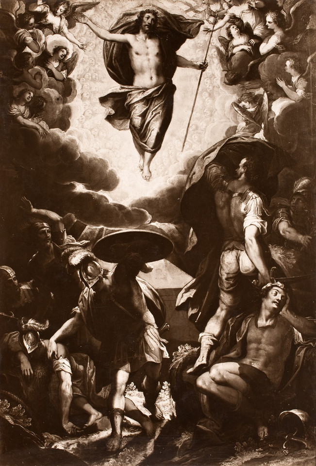 Zmartwychwstanie (Auferstehung Christi), ok. 1600. Bartholomäus Spranger (1546-1611). Blacha miedziana, olej, wym.93x65 cm