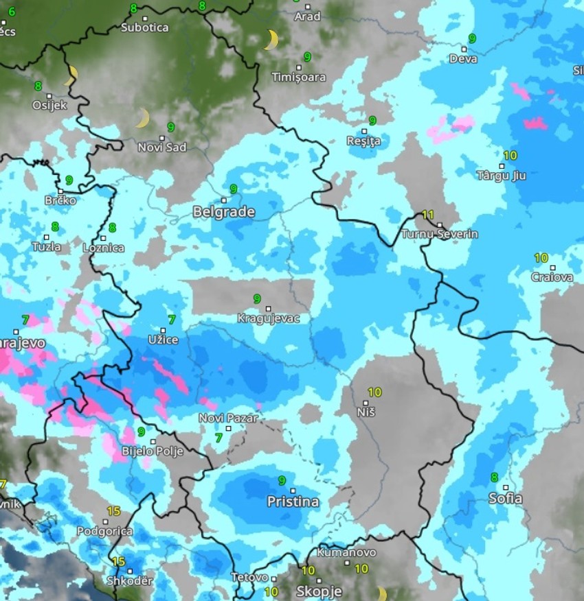 Sneg i kiša u ponedeljak u 5 ujutru