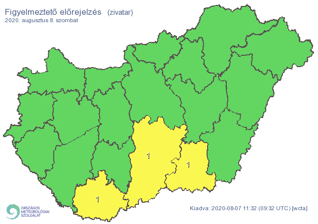 Zivatar miatt adtak ki riasztást több megyére is / Fotó: OMSZ