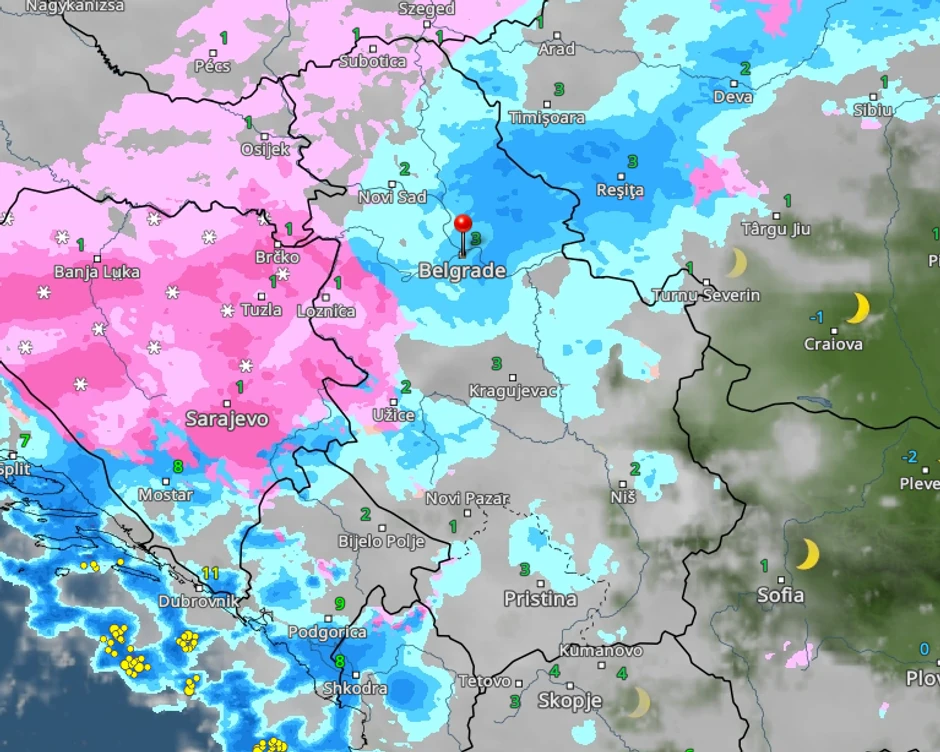 Oblaci nad Srbijom u 23 sata