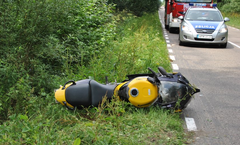 Motocyklista zderzył się z bocianem