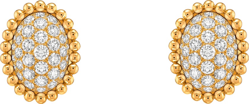 Van Cleef & Arpels: Ovale Ohrstecker aus Gelbgold mit Diamanten.
